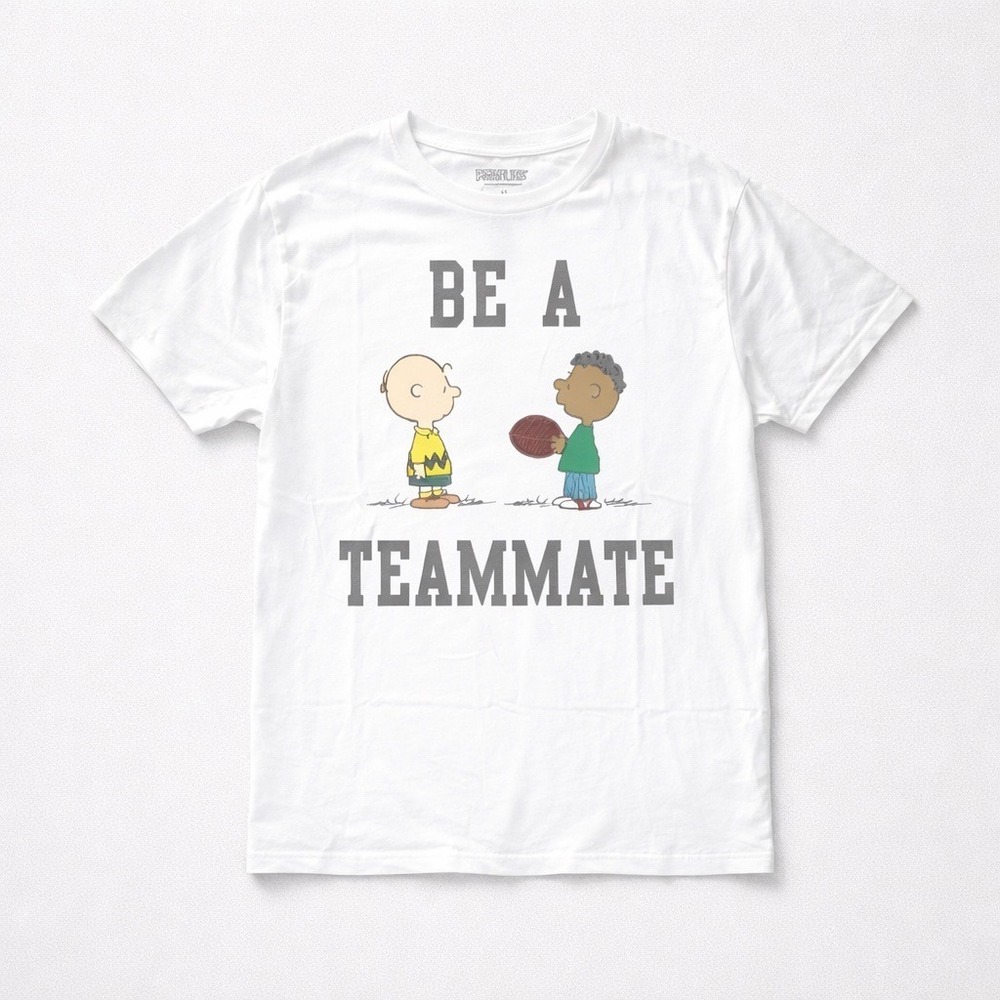 Peanuts Charlie Brown Franklin Be A Teammate White Graphic T-Shirt Mens Large L - Picture 2 of 5